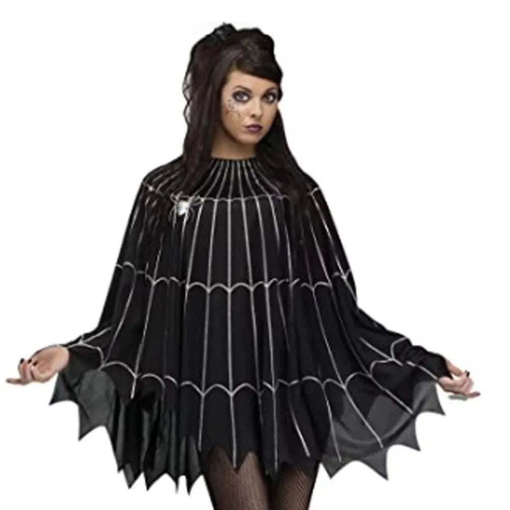 Clothing Prop Halloween Cosplay Cape Loose Spider Net Ghost Hooded Cloak Pumpkin Fun Interaction Witch Cosplay Cloak