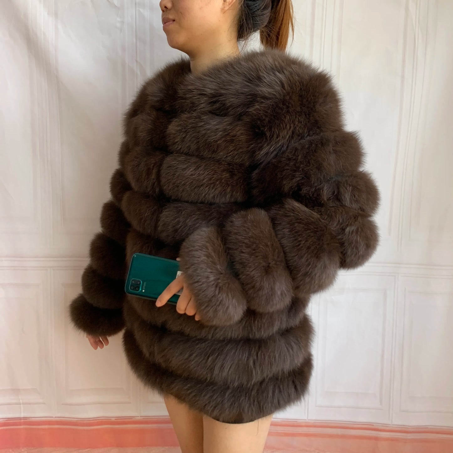 NEW Style Length Sleeves 4in1 Real Fur Coats Women Natural Real Fur Jackets Vest Winter Outerwear Women Fox Fur Coat Quality Fur
