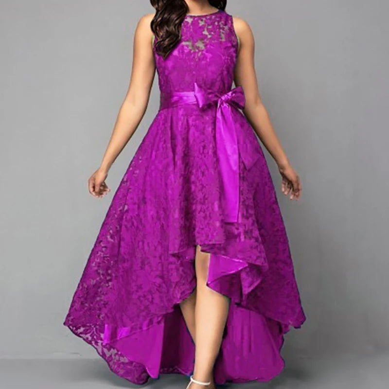 Women's Luxury Wedding Bridesmaid Dresses Elegant Lace Evening Sweet Party Dress Plus Size Slim High Waist Bow Maxi Dresses