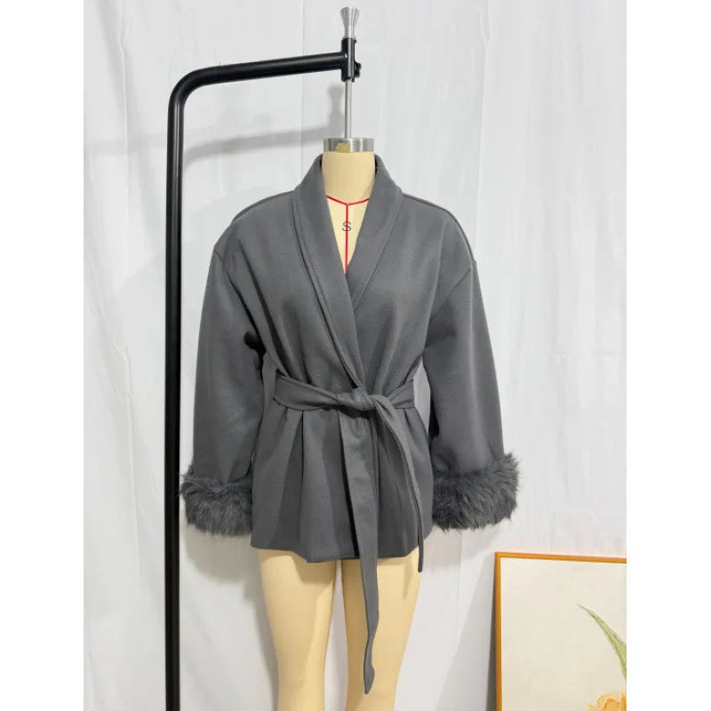 QICHE High‑End Wool‑Blend Women Outerwear Chic Fashion Jacket For European‑Vibe Ladies Autumn‑Winter New Arrival