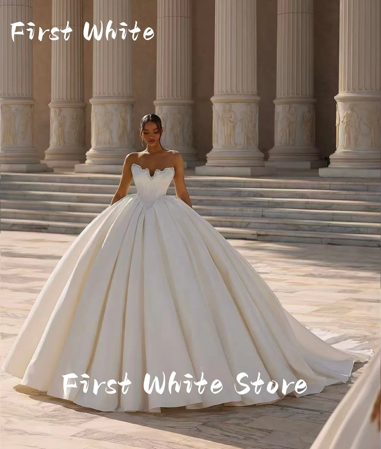 Customized Smileven Ball Gowns Princess Wedding Dresses Satin Bride Dresses Corset Vestido de novia Satin Wedding Gowns