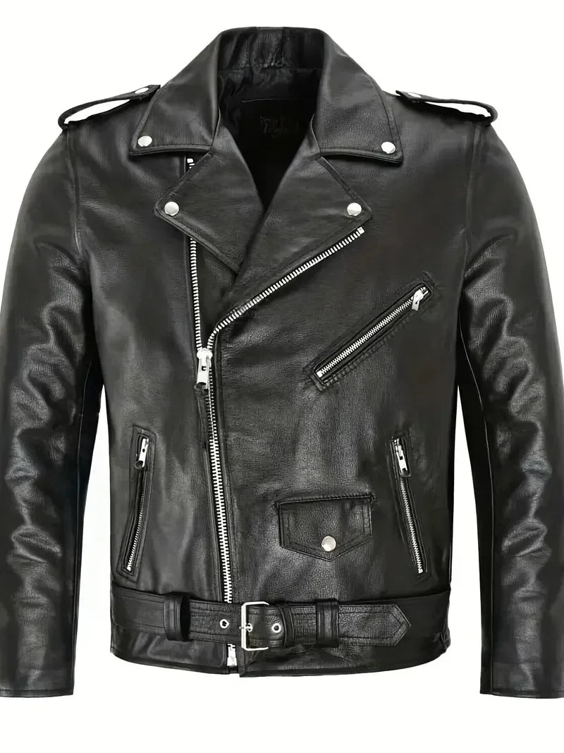 Leather Jacket Business Black Red Men Casual Leather Coats New Men Business Fashion Male Suit Collar Large Size Slim Fit Top