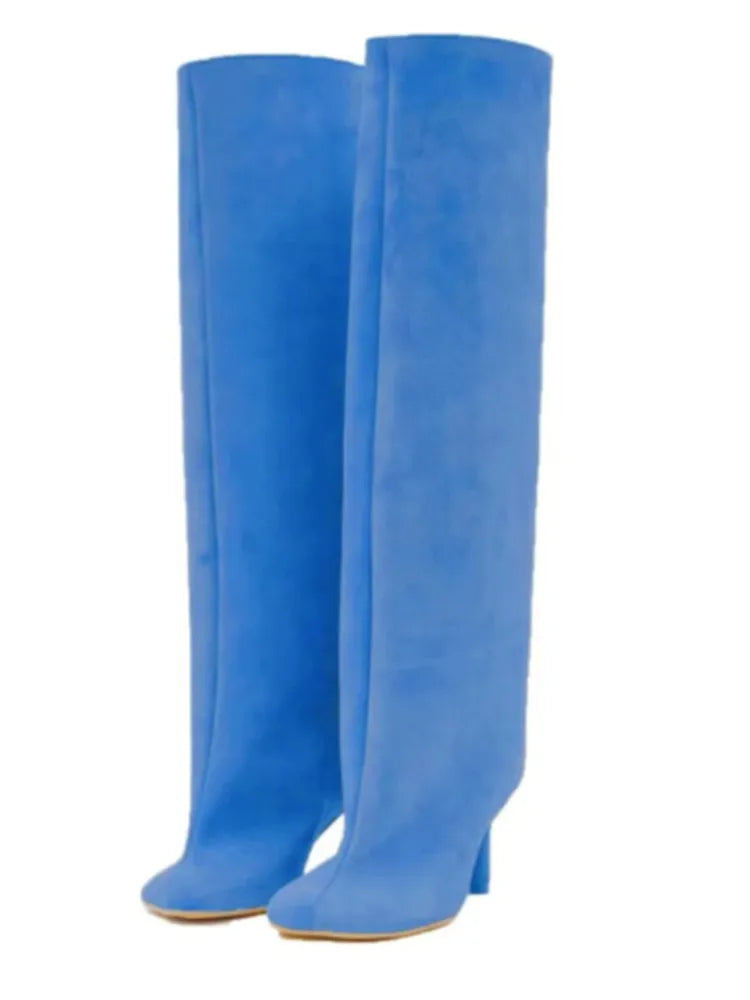 2025Women's Autumn and Winter New Slim Fit High Heels Knee High Boots Fashionable Plus Size Medium Long Boots Knight Boots