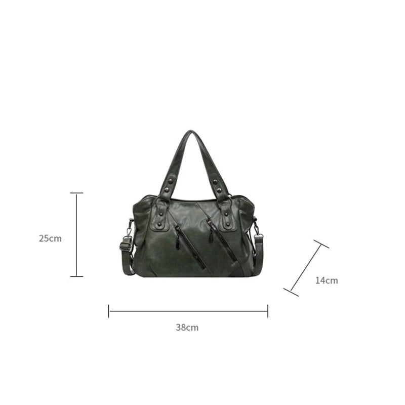 Retro Brand Roomy Shoulder Bag Female Luxury Solid Color Classic Crossbody Bag Large Capacity Style Soft PU Leather Tote Bag
