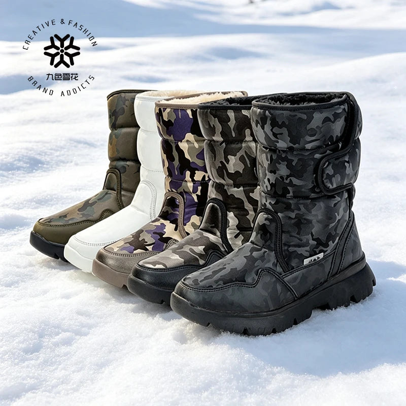 Large-Size Cotton Shoes For Winter Outdoor Thick Warm Cotton Shoes High-Top Snow Boots Winter Wild Plus Velvet Cotton Boots