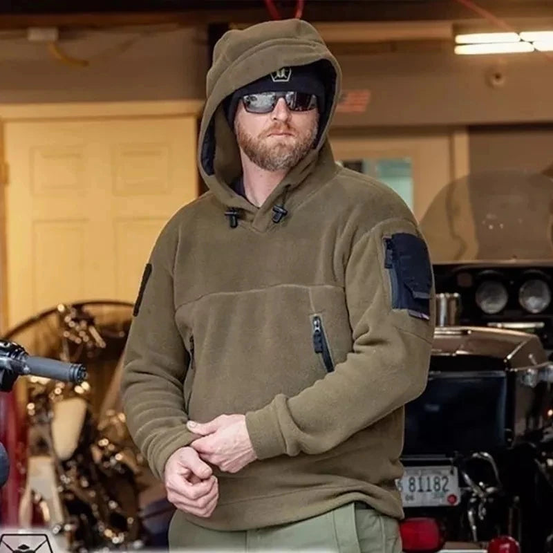2026 Autumn Spring Fleece Hoodies Men Tactical Sweatshirts Outdoor Thermal Multi-pocket Polar Pullovers Hoodies Man Clothing