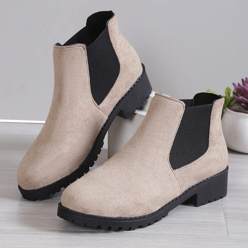 2025 Autumn and Winter New Women's Boots, High-Quality Women's Shoes, Fashionable High-End Square Heel Short Leg Chelsea Boots