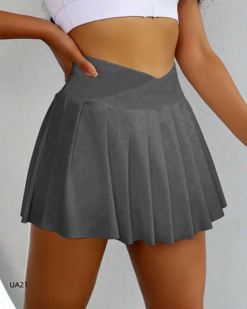 New women's high waisted tennis mini skirt, tennis yoga golf sports belt, safety pants pocket, comfortable and breathable sports