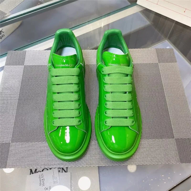 Sneakers Casual Men Designer Board Shoes Fashion Patent Leather/Denim Breathable Increased Internal Flat Platform Punk Shoes