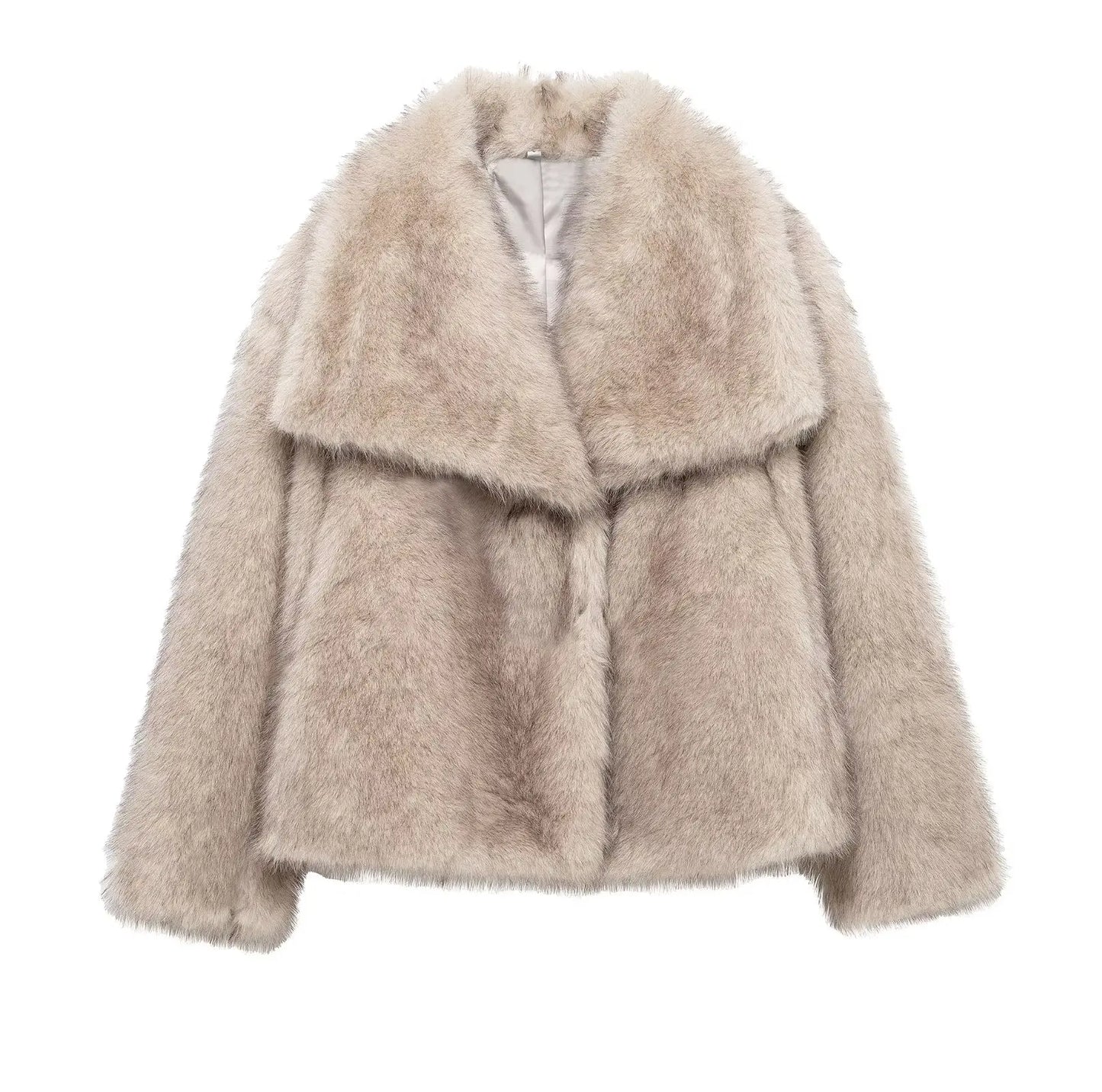 HH 2025 Winter Coats For Women New Artificial Fur Effect Loose Cropped Coat Female Versatile Streetwear Women's Cardigan