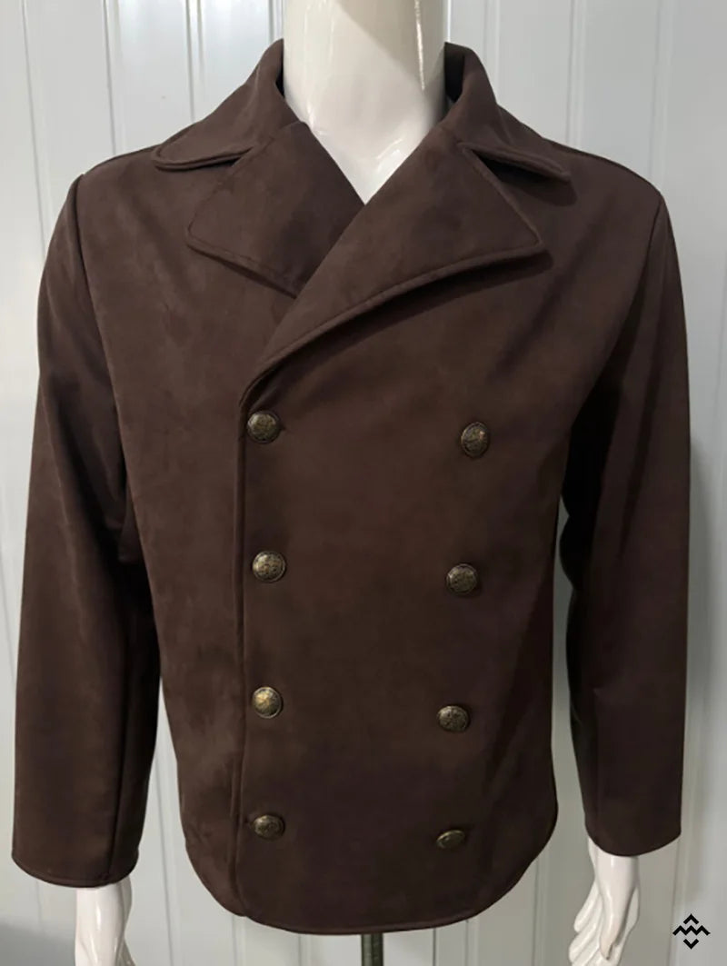 Men Autumn Winter Faux Suede Jacket New Retro Casual Fashion Coat Outdoor Commuting Daily Wear Long Sleeve Outerwear For Male