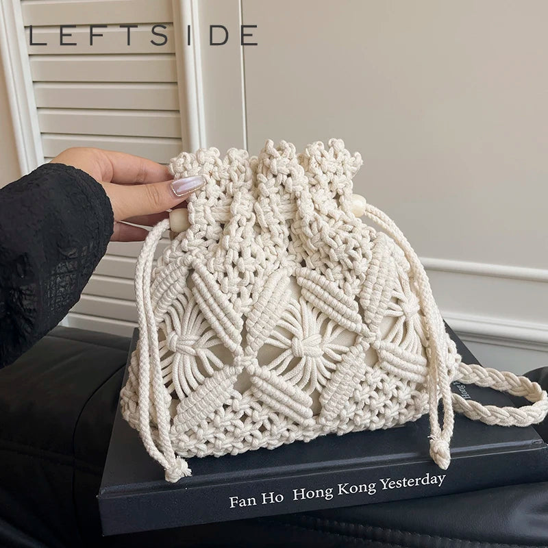 LEFTSIDE Weave Small Shoulder Bags for Women 2025 New Summer Knit Crossbody Bag Females Weave Raffia Beach Bags Handbags