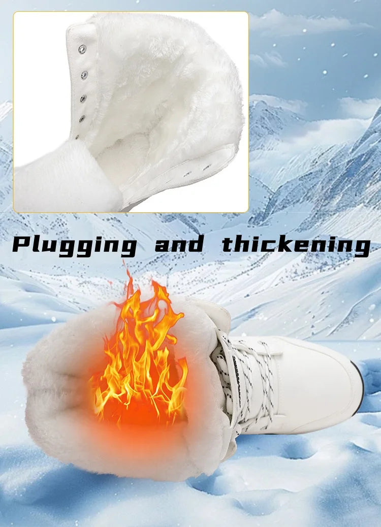 2025 new winter warm plush lined snow boots women's outdoor waterproof and non-slip plush cotton boots comfortable platform shoe