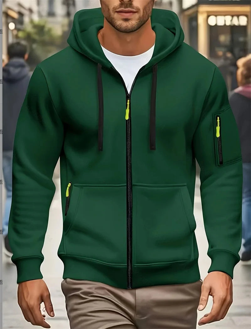 Men's Autumn Winter Hoodies Long Sleeve Sweatshirt Zipper Design Hooded Sweatshirt Men Sportswear Slim Fit Casual coat men tops