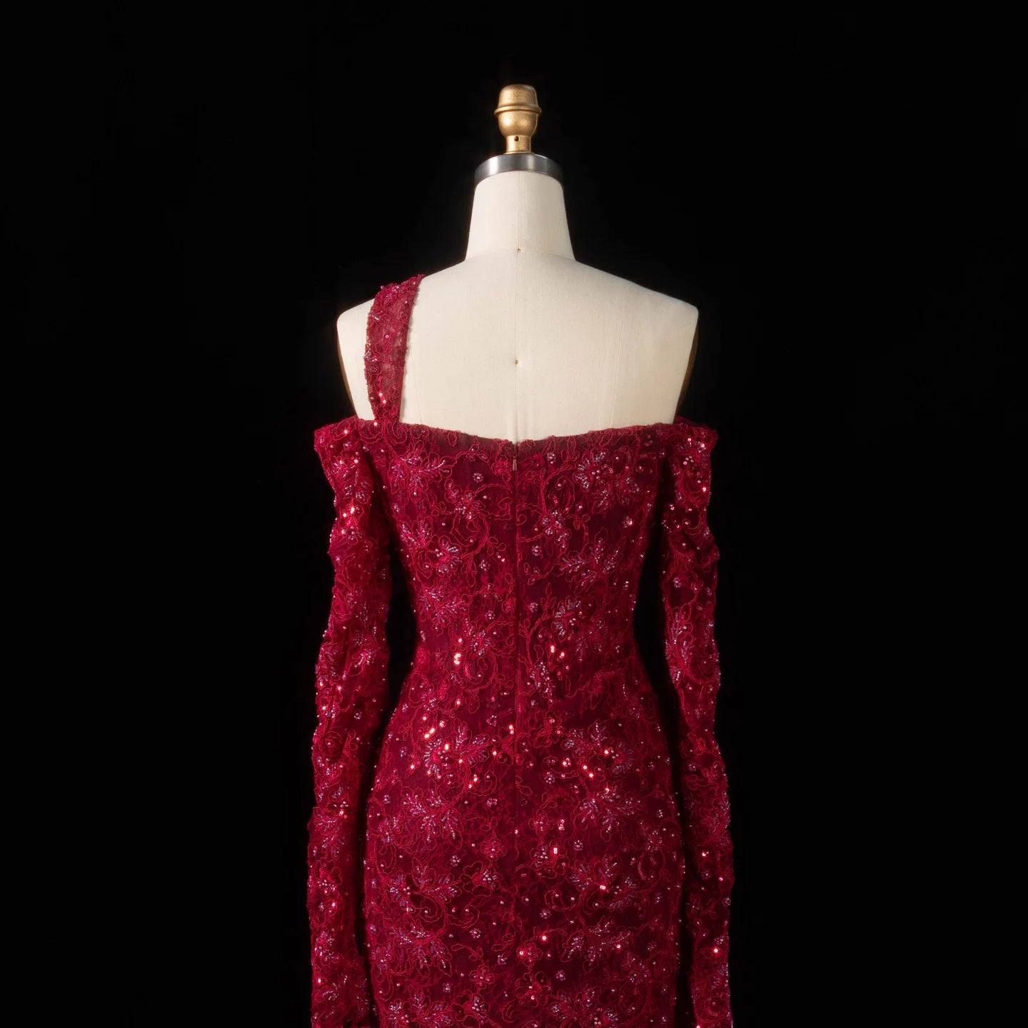 Sharon Said Dubai Elegant Wine Red Mermaid Evening Dress with Heavy Floral Beaded Women Wedding Formal Gown SF459 Customized