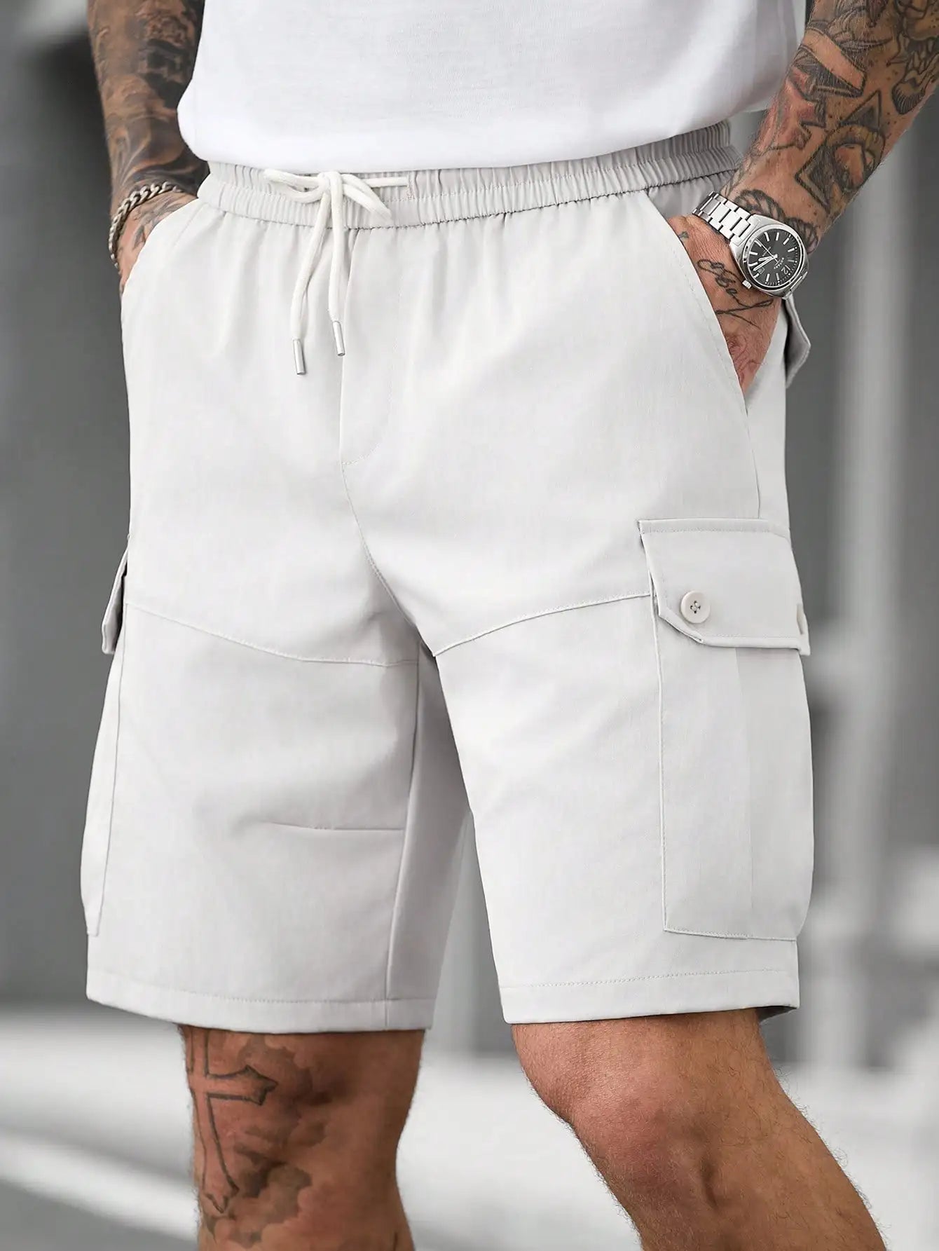 Men's Casual Drawstring Cargo Shorts For Daily Wear Street Fashion