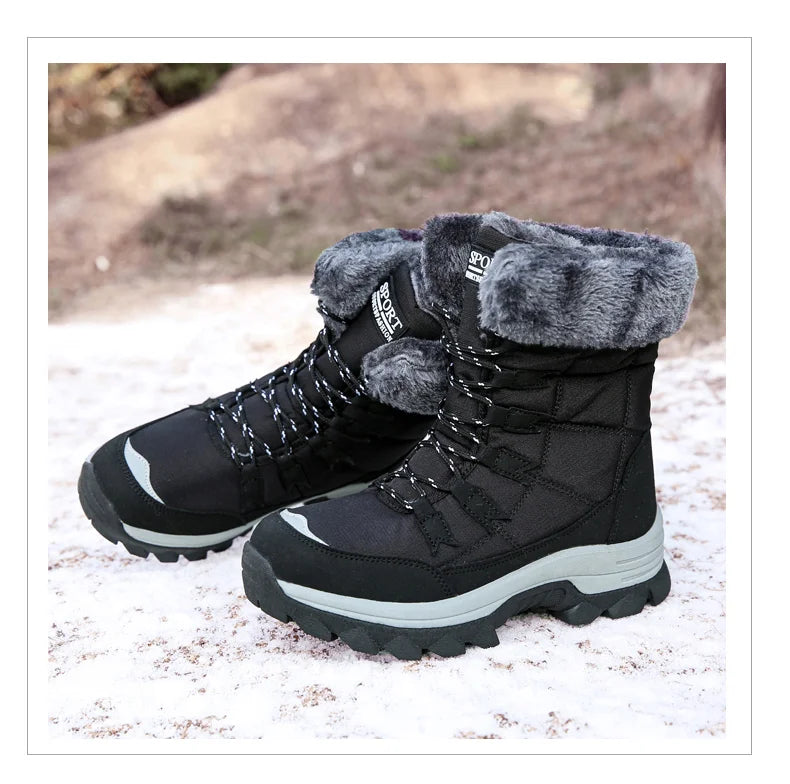 Winter Snow Boots Women Outdoor Warmth Faux Fur Thick-soled Ankle Boots Women Anti-slip Wear-resistant Casual Hiking Shoes Women