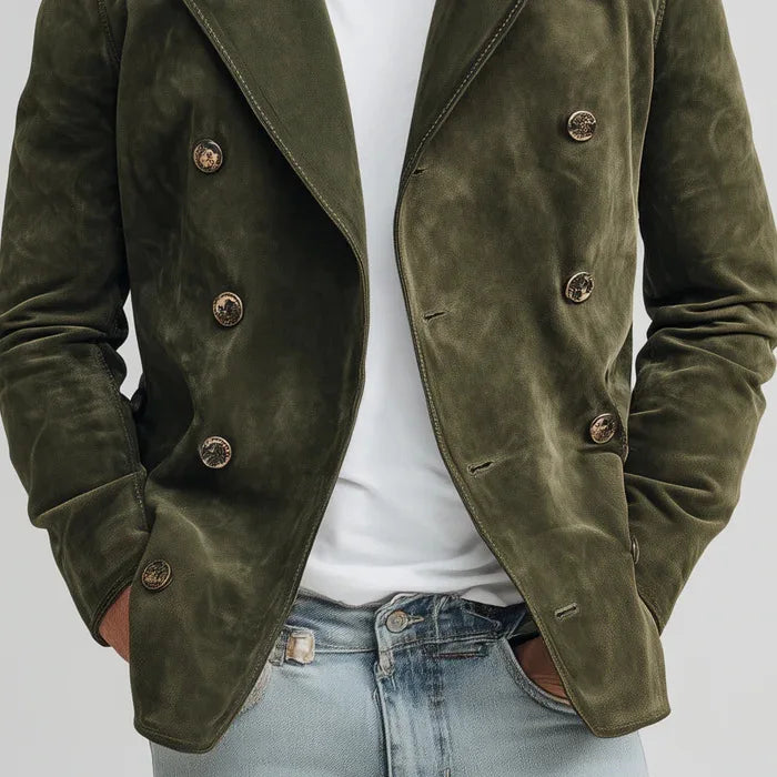 Men Autumn Winter Faux Suede Jacket New Retro Casual Fashion Coat Outdoor Commuting Daily Wear Long Sleeve Outerwear For Male