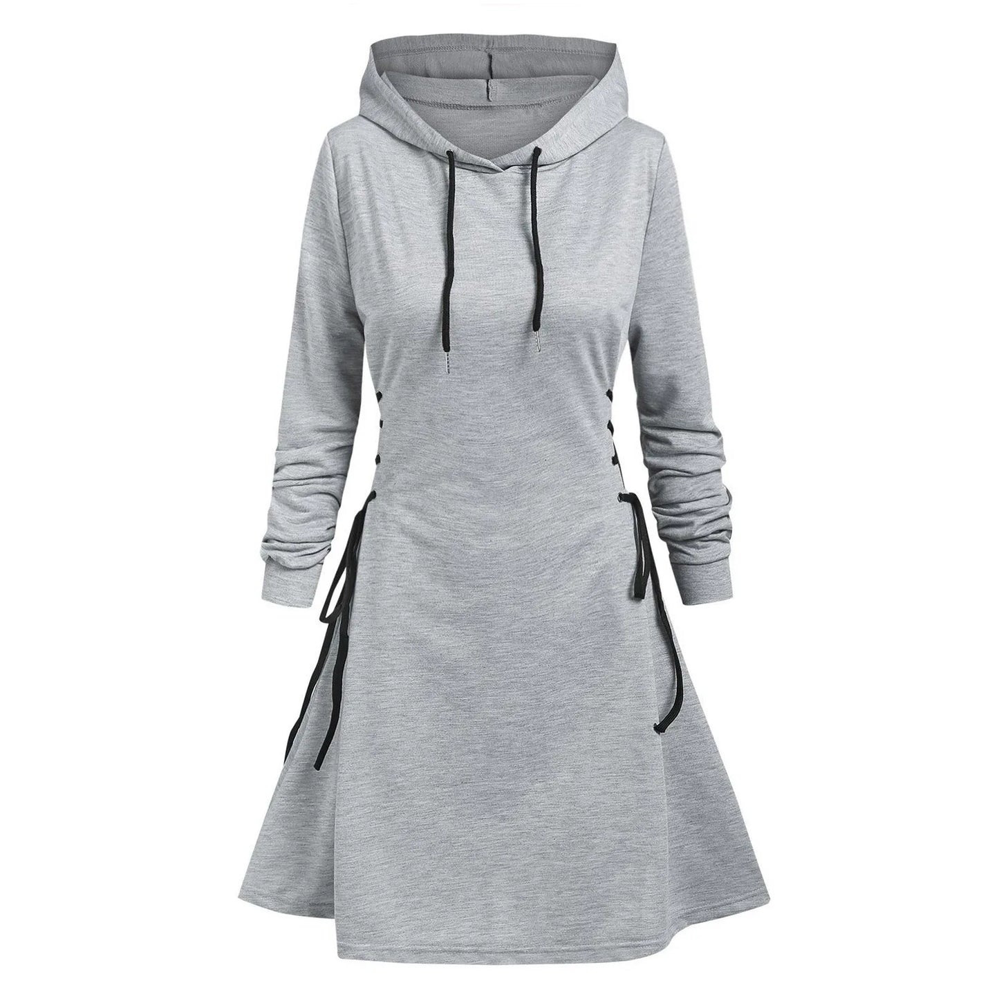 woman Women's Clothing Hoodies Sweatshirts Women's slim fit waist cinching strap drawstring long hooded sweatshirt Sweatshirts