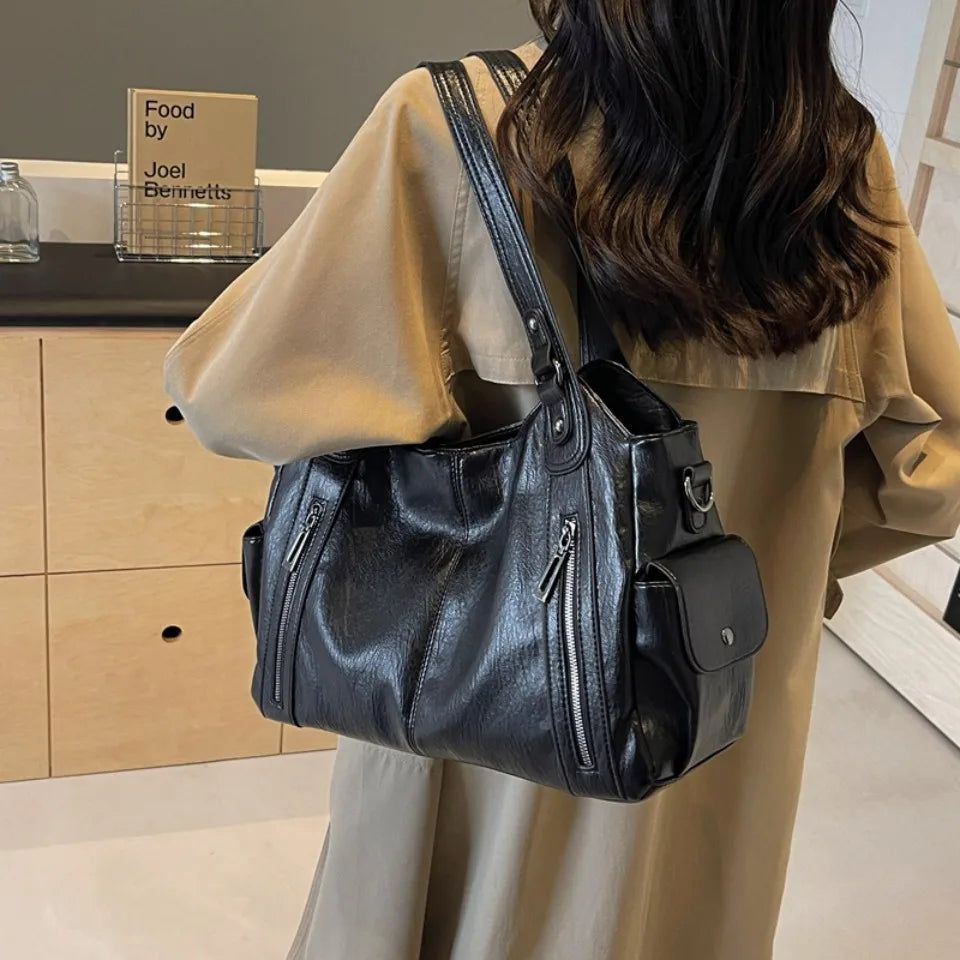 Daily Business Commuting Large Capacity Tote Hand Bags Soft Leather Shoulder Crossbody Bags for Women Handbags Sturdy Durable