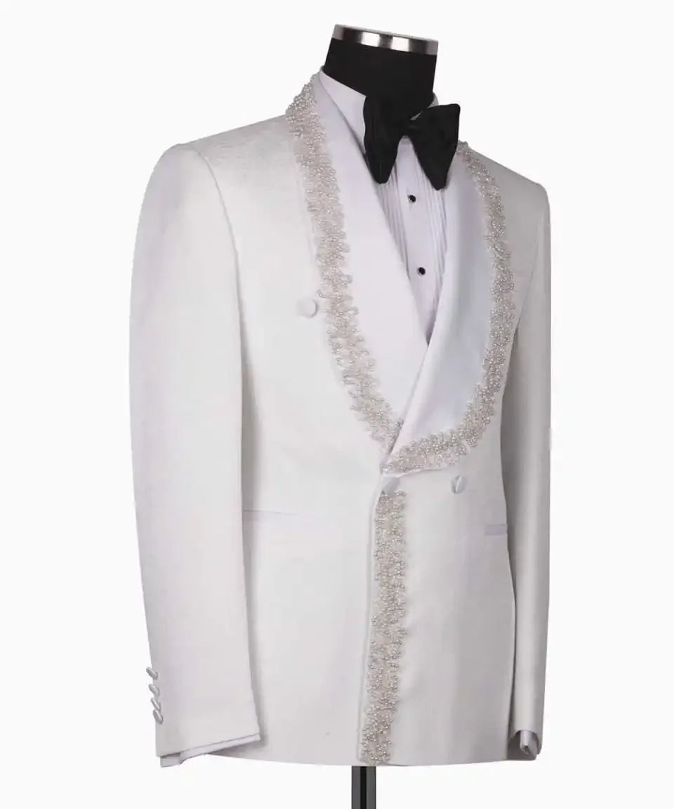 Appliques Wedding Men Suits Stylish Blazer Tailor-Made Groom 2-Pcs Coat Pant Singer Suits Formal Occasions Party Size Customized