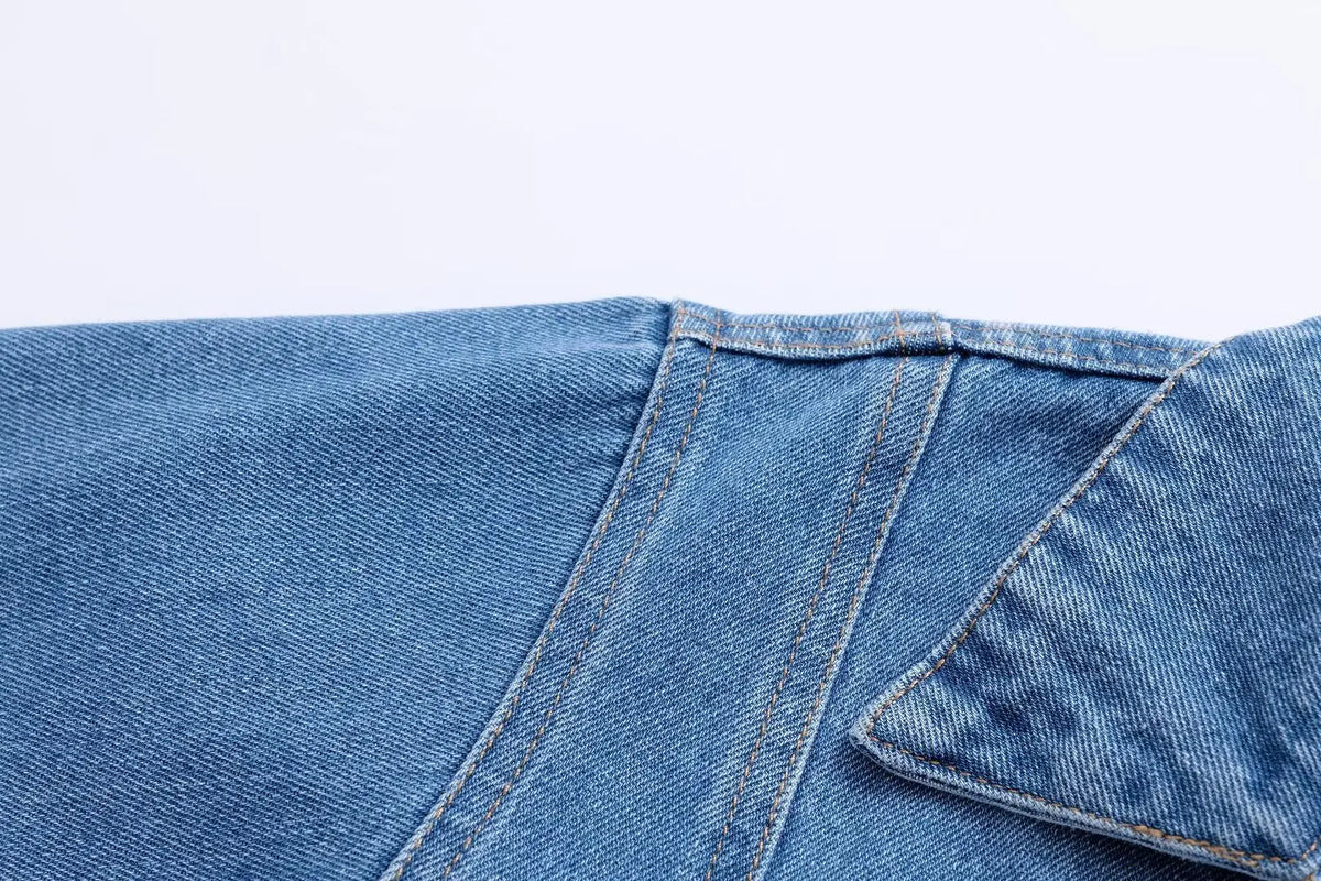 New Women's Clothing With European And American Style, Fashionable, Simple, Casual, Solid Color, Short Denim Shirt Jacket