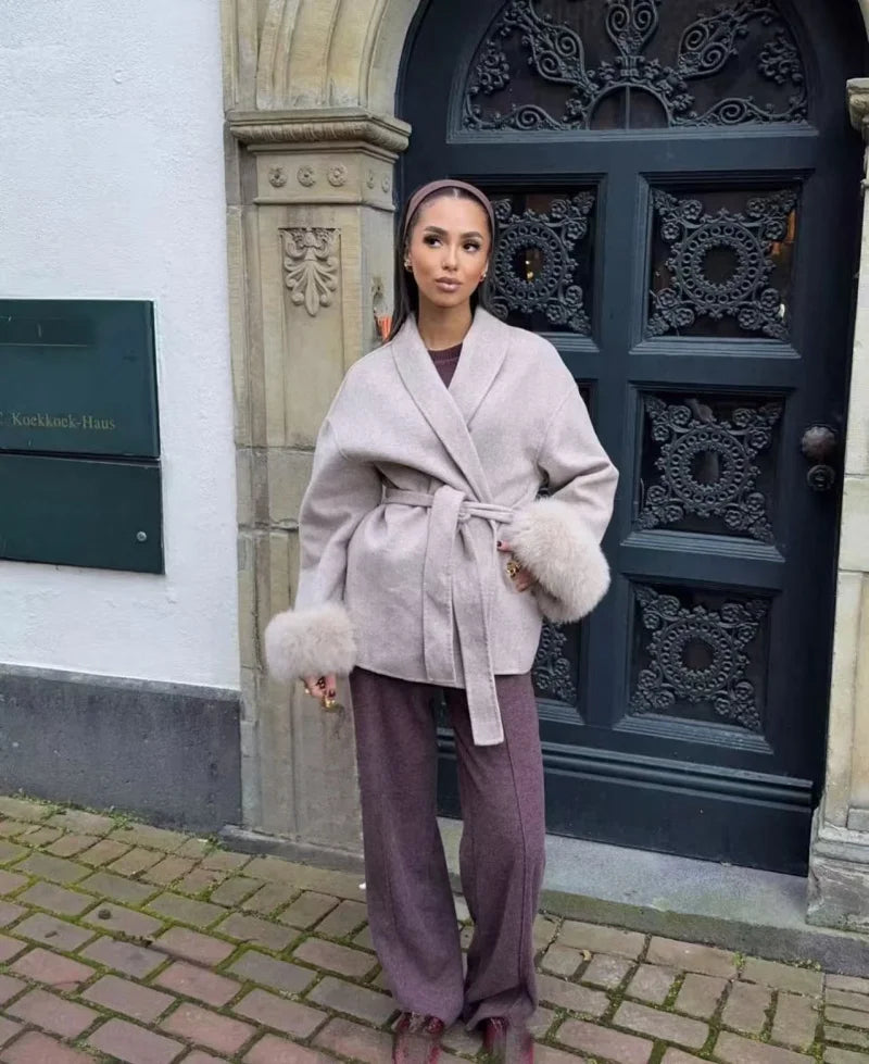 QICHE High‑End Wool‑Blend Women Outerwear Chic Fashion Jacket For European‑Vibe Ladies Autumn‑Winter New Arrival