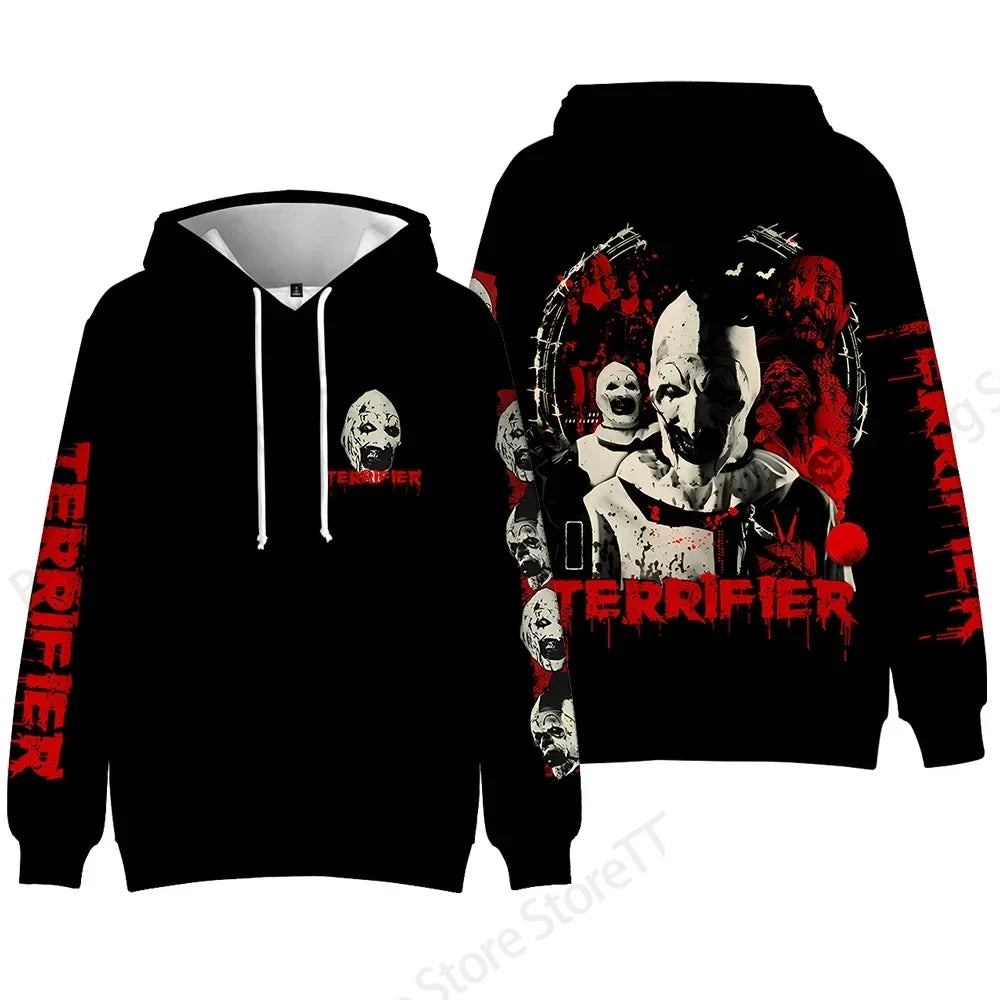 Horror Movie Terrifier Killer 3d Print Hoodie Men Women Fashion Long Sleeve Hoodies Halloween Coat Men Sweatshirt Winter Clothes
