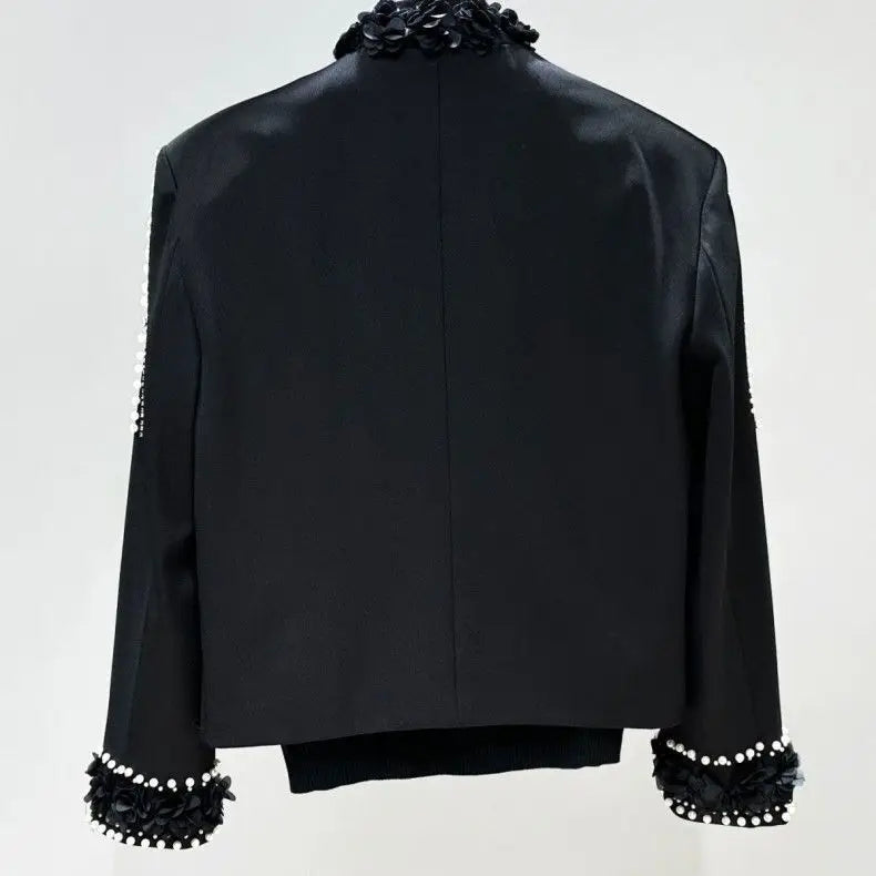 Fashion Men's Jacket Spring Autumn High-End Pearl Niche Personality Design Short Men's Stand Collar Coat