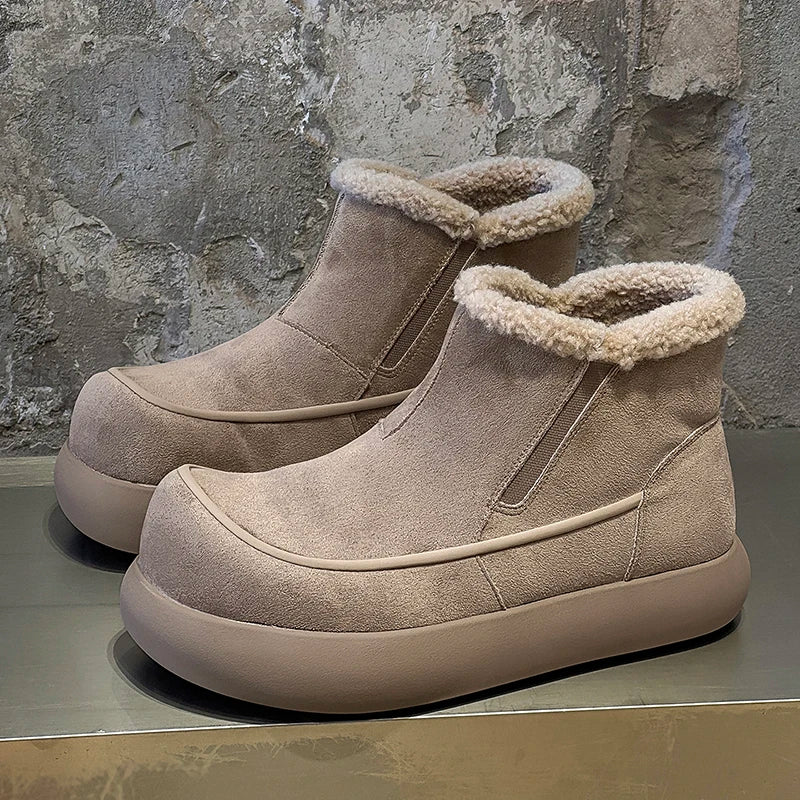 European  American High-end New Frosted Big Toe Thick Soled Snow Boots Youth Warm Plush Boots Retro Casual Lazy Boots