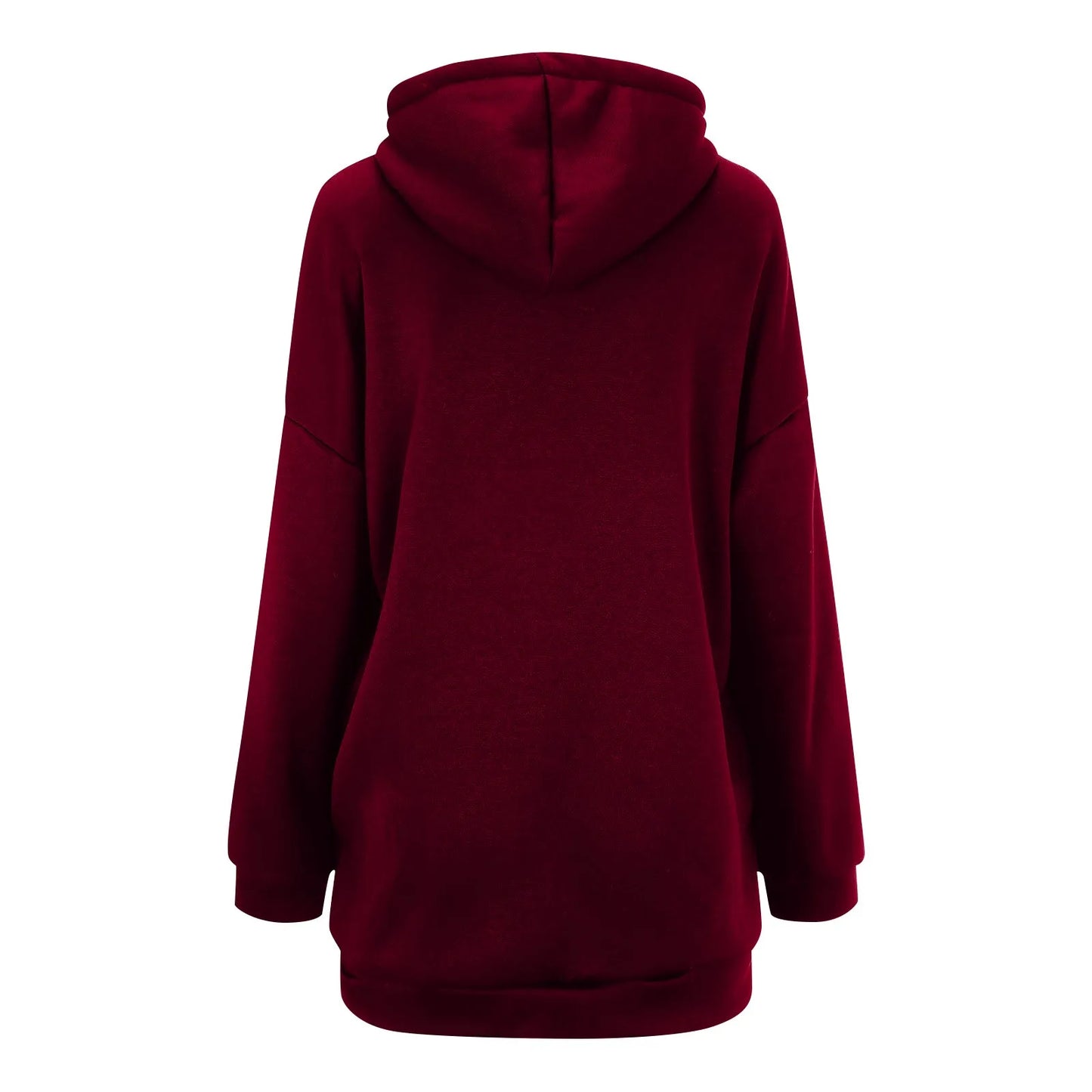 Plus Size Long Hoodies Tunic Fashion Long Sweatshirts Solid Color Fleece Knitted Zip Up Jackets With Pockets For Women