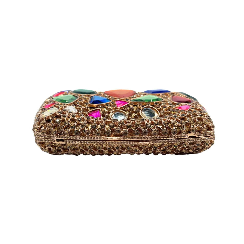 XIYUAN Crystal Clutch Purse Women Luxury Evening Bags Party Diamond Shoulder Bags Cocktail Rhinestone Handbags Golden Gem Purses
