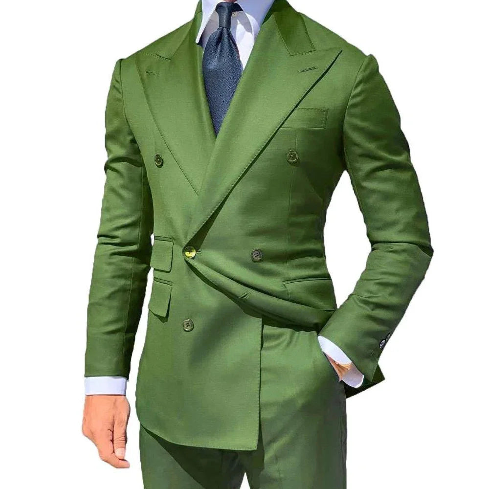 Yellow Men Suits 2 Pieces Set Fashion New Men's Casual Boutique Business Formal Wedding Groom Suit Coat Blazer Trousers 2024