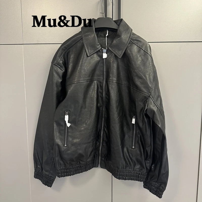 Chic Black Faux Leather Jackets Women Long Sleeve Oversize Coats Fashion 2026 Autumn Winter Bomber Outerwear Streetwear