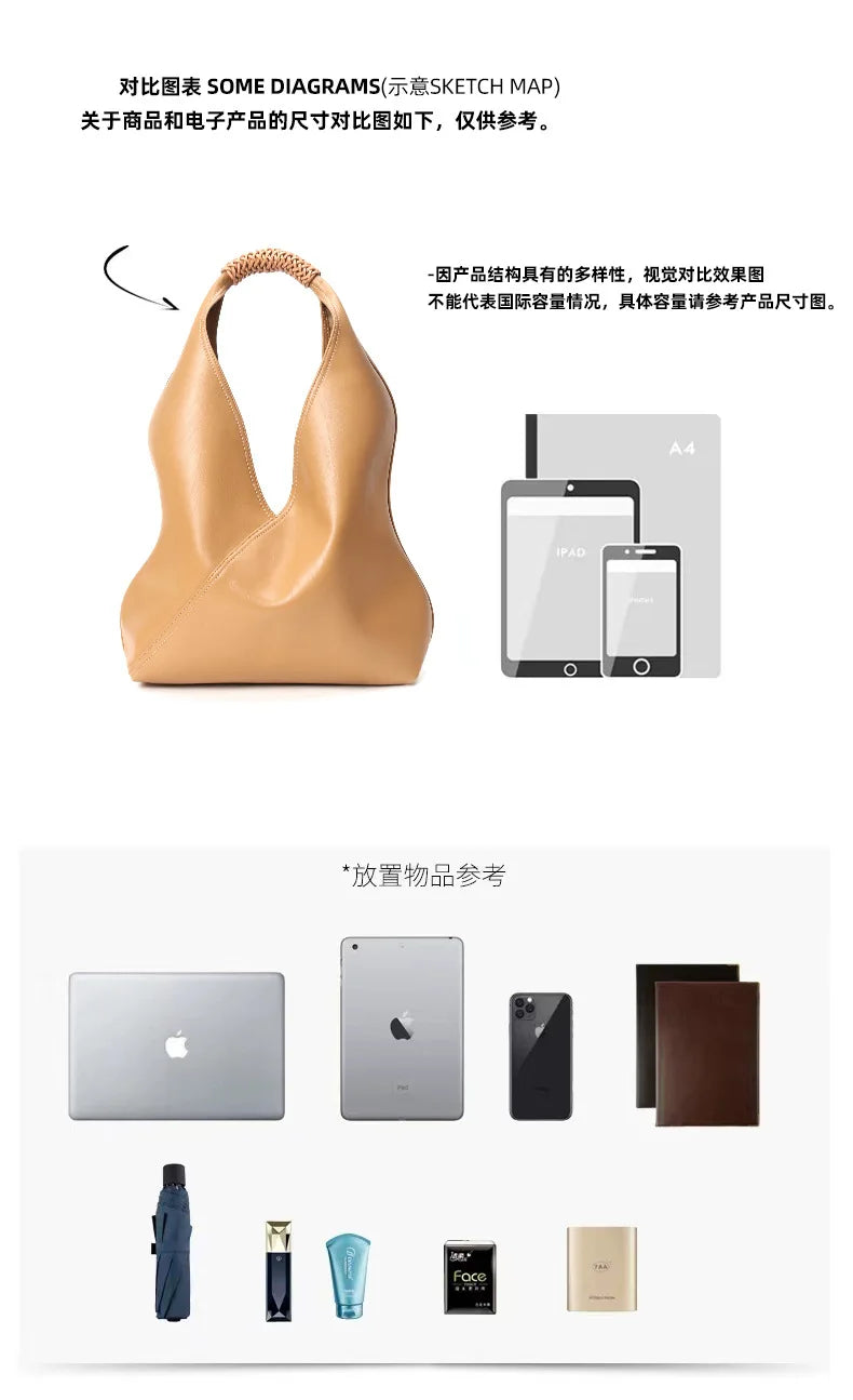 YANATARI Female Genuine Leather Bag Large Capacity Handbags Shoulder Bag Big Tote Bags for Women Shopping Bag Large Luxury Bag