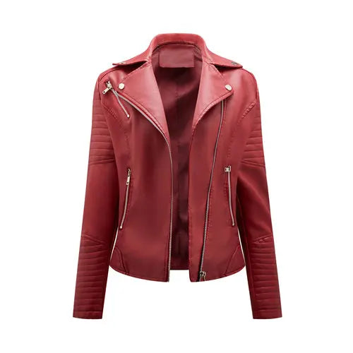 2026 New Fashion Women Faux Leather Jacket, Spring Autumn Zipper Casual Pu Coat, Female Biker Outerwear Ladies Clothes S-XXXL