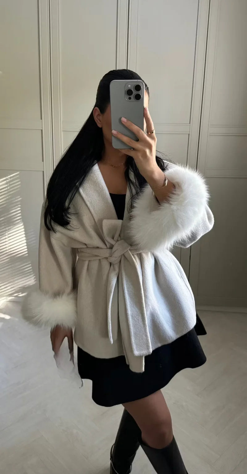 QICHE High‑End Wool‑Blend Women Outerwear Chic Fashion Jacket For European‑Vibe Ladies Autumn‑Winter New Arrival
