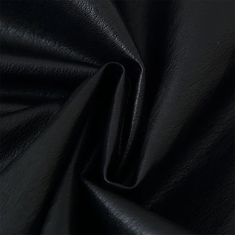 Women's Faux Leather Bomber Jacket Black Stand Collar Cropped Loose Vintage Outerwear 2026 Autumn Lady Street Chic Casual Coat