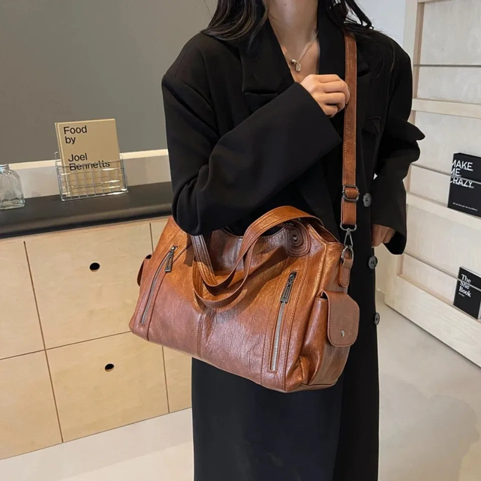 Daily Business Commuting Large Capacity Tote Hand Bags Soft Leather Shoulder Crossbody Bags for Women Handbags Sturdy Durable
