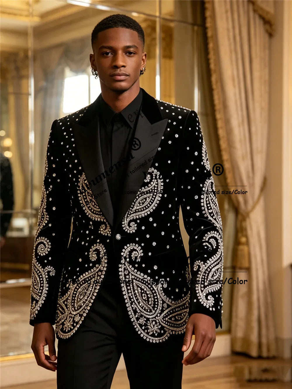 Luxury Crystal Suit For Men 2 Pieces Glitter Diamond Wedding Tuxedos Groom Outfit Customized Prom Blazer Pants roupas masculinas