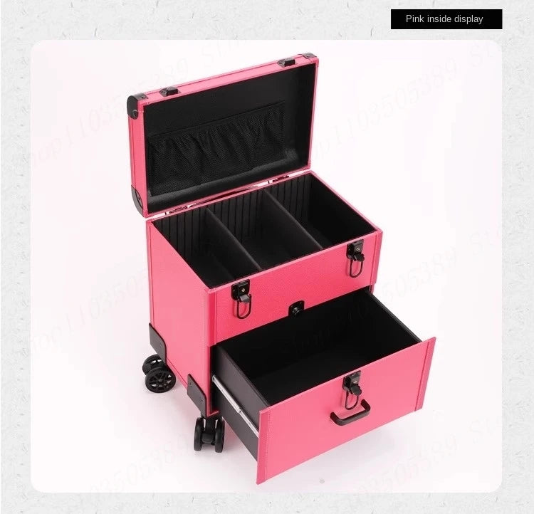 Embroidery Toolbox Beauty Nail Eyelashes Make-up Case Storage Mute Spinner Wheels Cosmetic Trolley Suitcase
