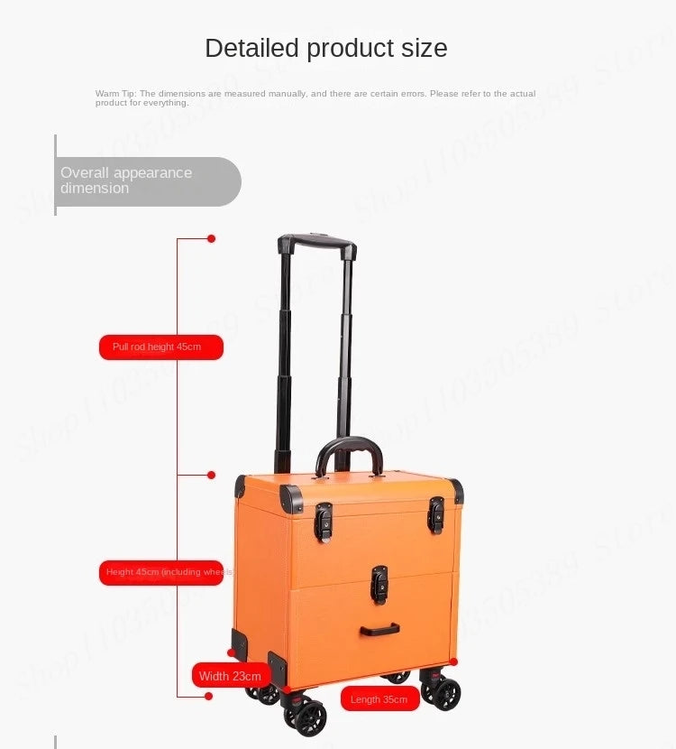 Embroidery Toolbox Beauty Nail Eyelashes Make-up Case Storage Mute Spinner Wheels Cosmetic Trolley Suitcase