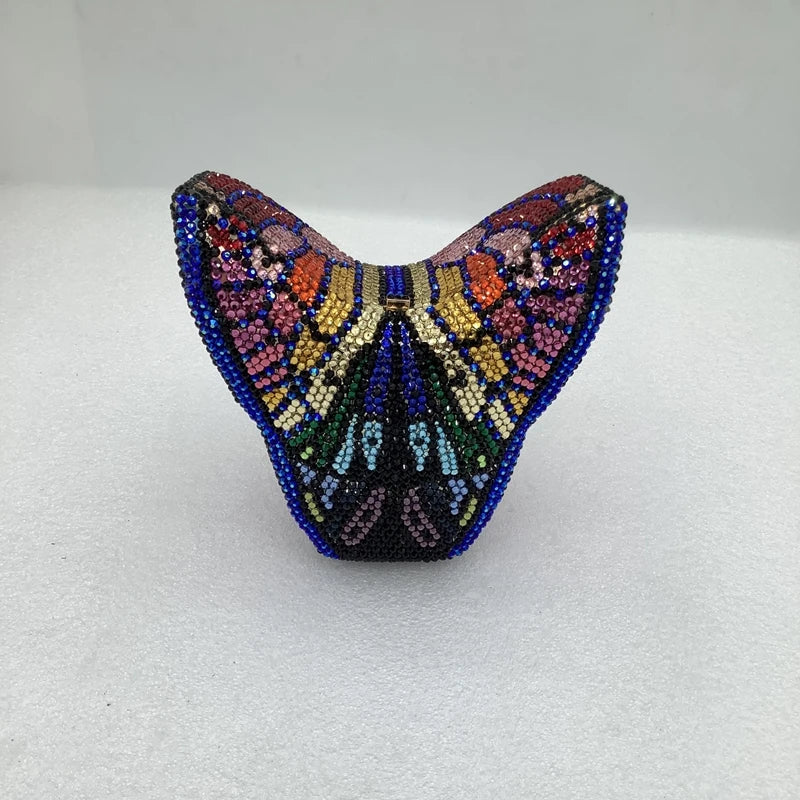 XIYUAN Butterfly Shaped Crystal Evening Bags Women Sparkling Rhinestone Clutch Purse Wedding Party Bridal Handbag Black Diamonds