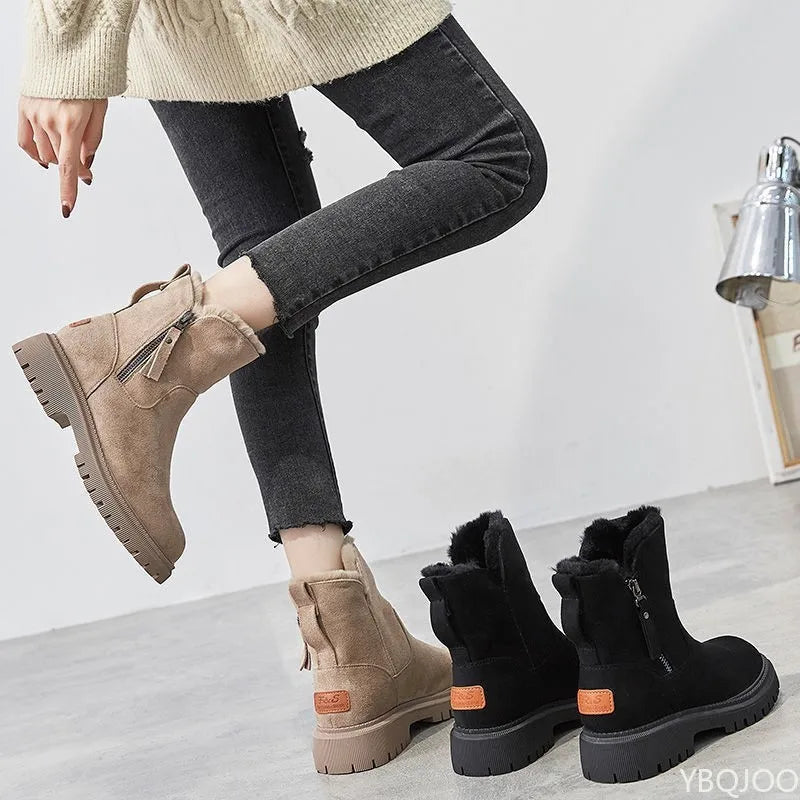 Large Size Winter Fashion Thick Sole Height Increasing and Plush Thick Women's Boots New Warm and Versatile Women's Short Boots