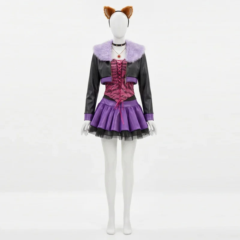 Y2K Gothic Punk Werewolf Girl Costume, Furry Beast Girl Anime Cosplay Dress, Halloween Spooky Role Play Outfit For Women, Kemono