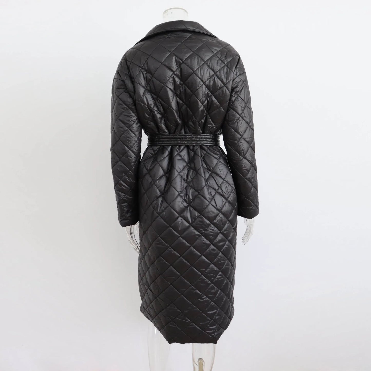 Cryptographic Fall Winter Long Sleeve Parkas Quilted Coats and Jackets for Women Warm Belt Trench Coat Warm Down Jackets Clothes