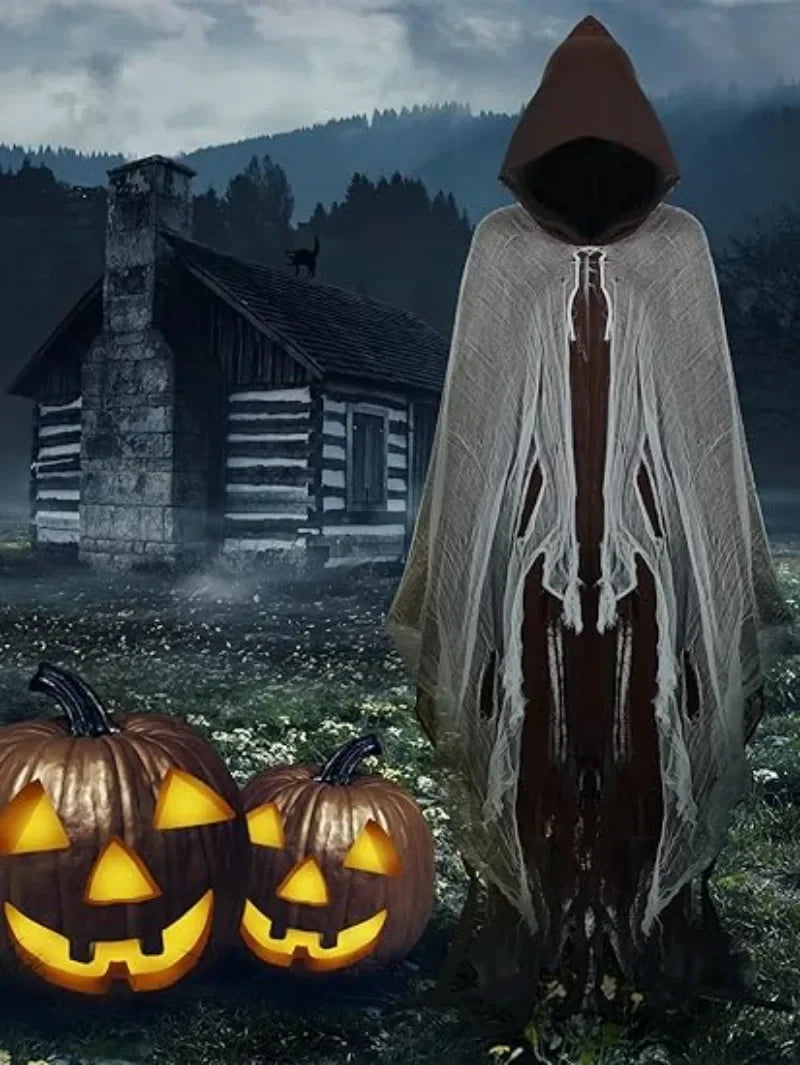 1/2/3PCS Halloween Scary Cloak Cape Costume Skull Zombie Prop for Adults Kid Cosplay Party Haunted House Outdoor Horror Supplies