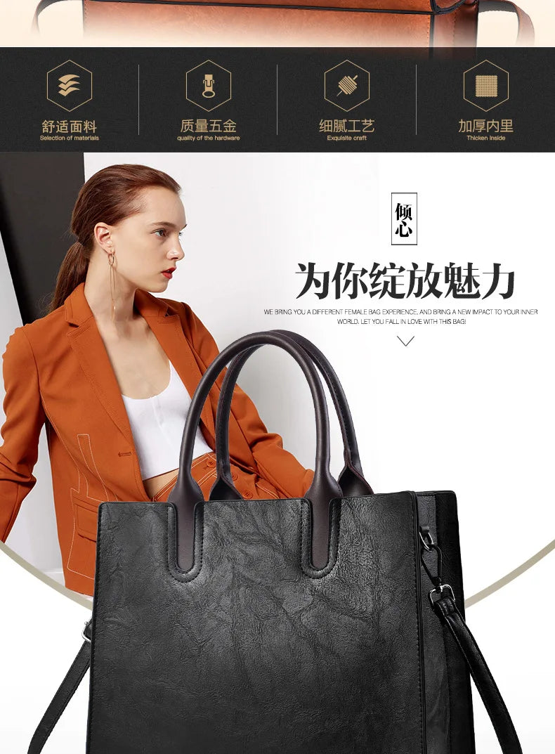 Large Capacity Women's Casual Tote Bag Women Leather Handbags Ladies Square Shoulder Bag Bolsas Femininas Fashion Crossbody Bag