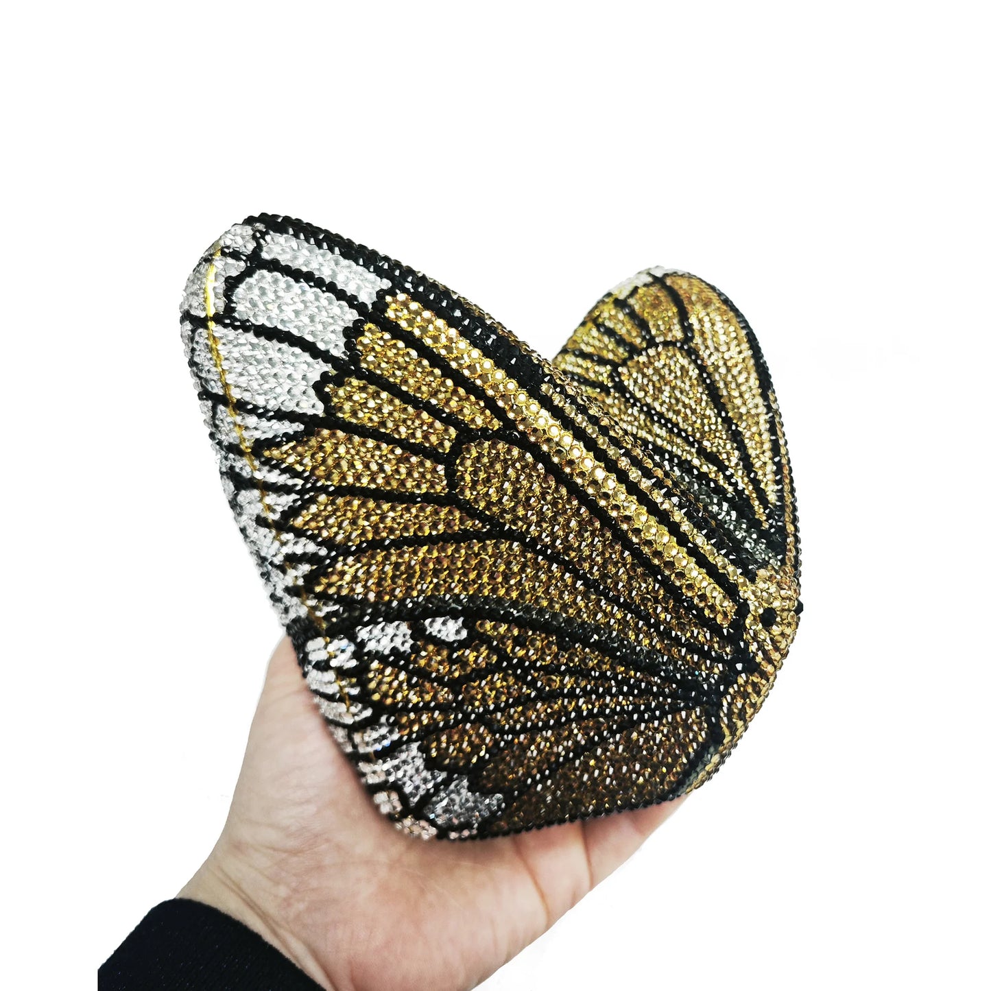 XIYUAN Butterfly Shaped Crystal Evening Bags Women Sparkling Rhinestone Clutch Purse Wedding Party Bridal Handbag Black Diamonds