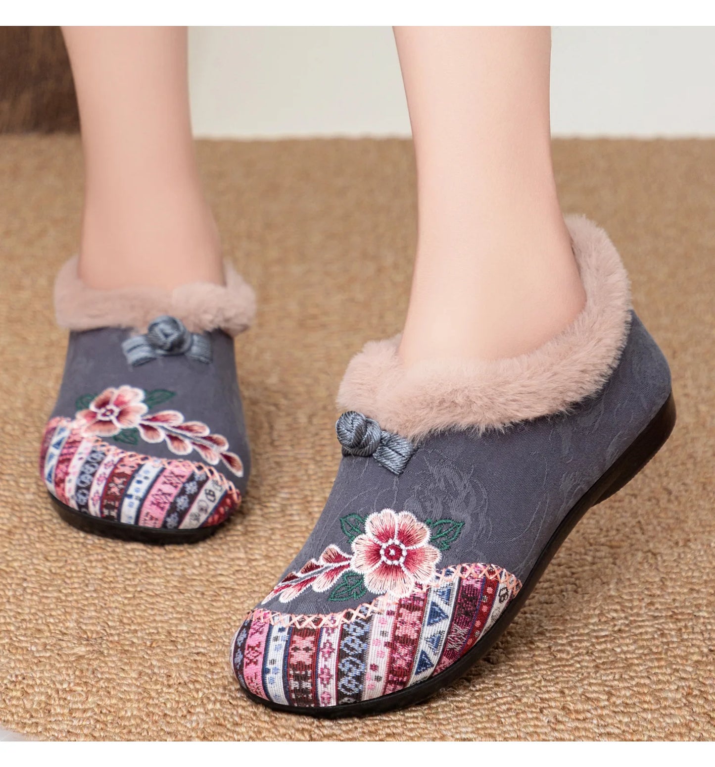 Fashion Women's Shoes Zapatillas De Mujer Cotton Shoes Woman Botines Embroidered Snow Boots Women Botas Winter Warm Short Boots